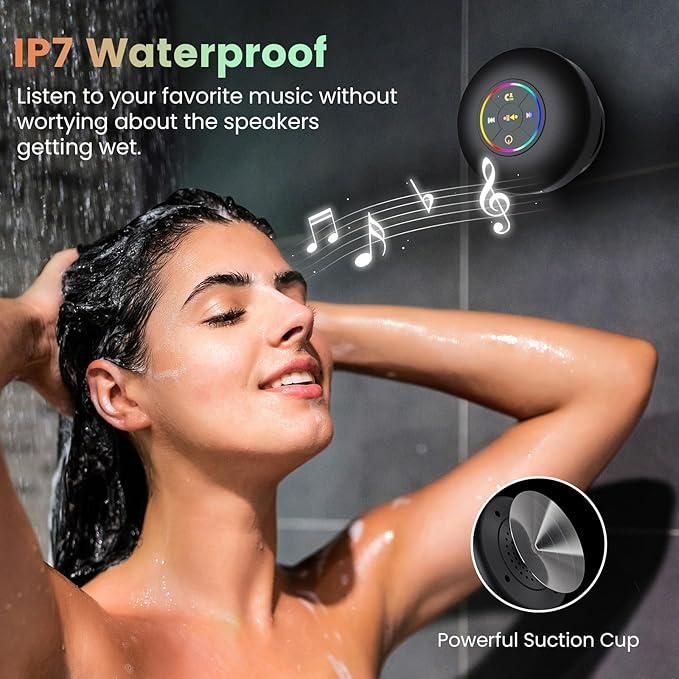 AquaBeats™ LED Shower Bluetooth Speaker – Waterproof & Portable with Suction Cup