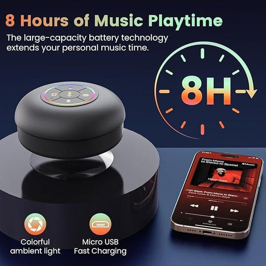 AquaBeats™ LED Shower Bluetooth Speaker – Waterproof & Portable with Suction Cup