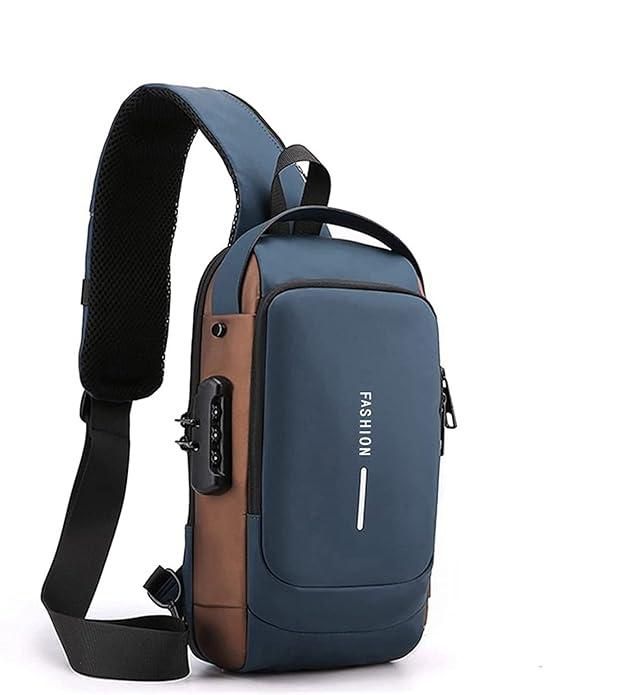 ✅ Sling Bag for Men with USB Charging, Waterproof Leather, Anti-Theft Lock – Electra Tech Crossbody [ FOR MEN AND WOMEN ]