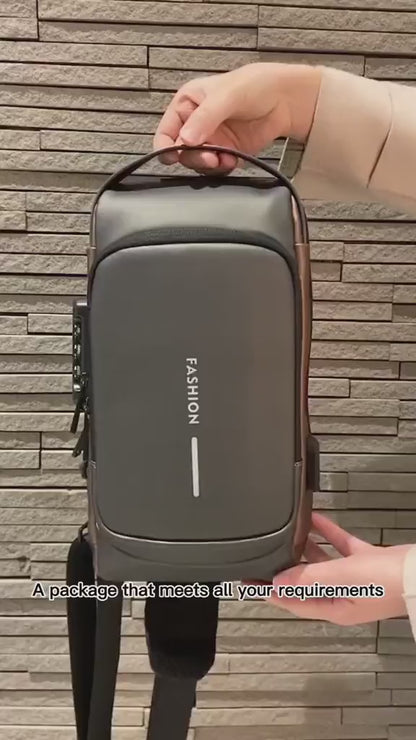 ✅ Sling Bag for Men with USB Charging, Waterproof Leather, Anti-Theft Lock – Electra Tech Crossbody [ FOR MEN AND WOMEN ]