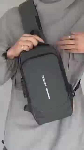 ✅ Sling Bag for Men with USB Charging, Waterproof Leather, Anti-Theft Lock – Electra Tech Crossbody [ FOR MEN AND WOMEN ]