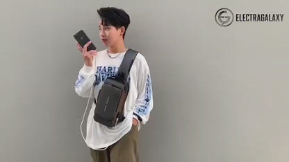 ✅ Sling Bag for Men with USB Charging, Waterproof Leather, Anti-Theft Lock – Electra Tech Crossbody [ FOR MEN AND WOMEN ]